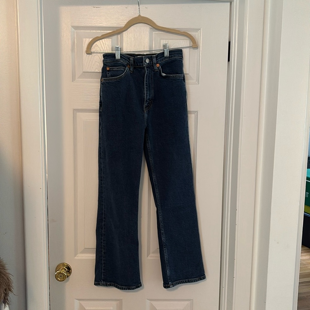 Re/Done Blue Flare Wide Leg Jeans